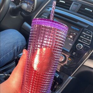Purple tall Starbucks cup